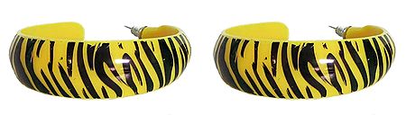 Black and Yellow Zebra Design Earrings