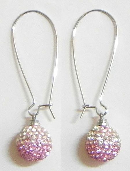 Pink and White Stone Studded Dangle Earrings