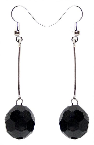 Dangle Earrings with a Black Bead