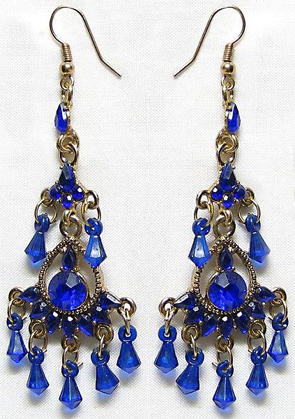 Dark Blue Stone Studded Earrings