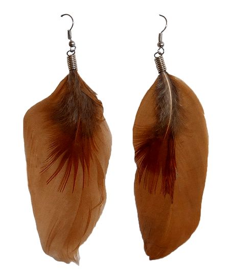 Light Brown Feather Earrings