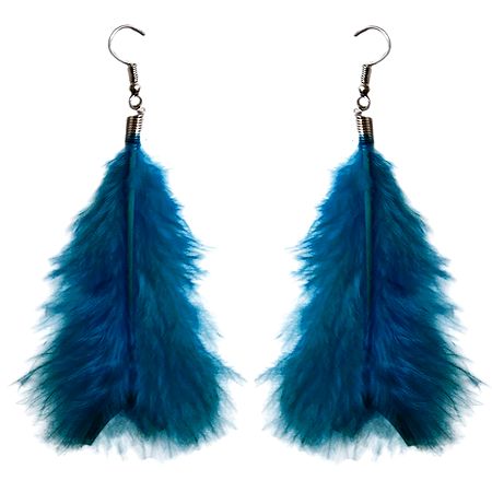 Cyan Blue Feather Earrings