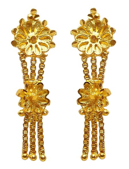 Gold Plated Metal Dangle Earrings