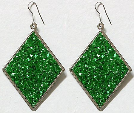 Green Diamond Shaped Earrings