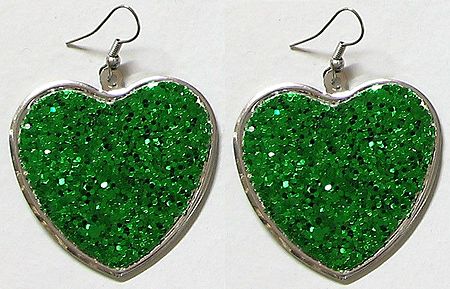 Green Heart Shaped Earrings