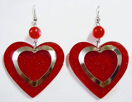 Red Heart Shaped Earrings