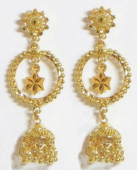 Gold Plated Ring with Jhumka Earrings