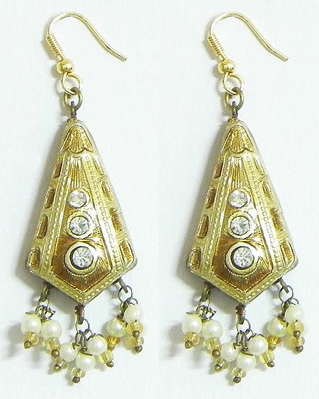 Golden Meenakari Danglea Earrings