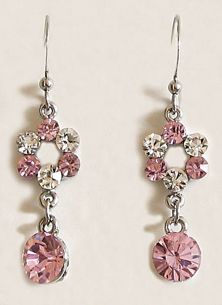 Mesmerize - Pink and White Stone Studded Earrings