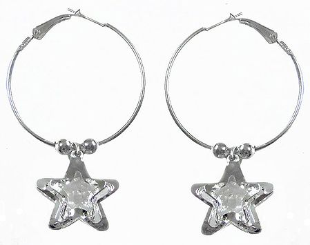 Ring Earring with Dangle Star 