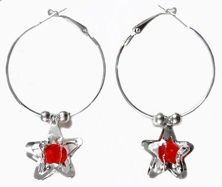 Ring Earring with Dangle Star 