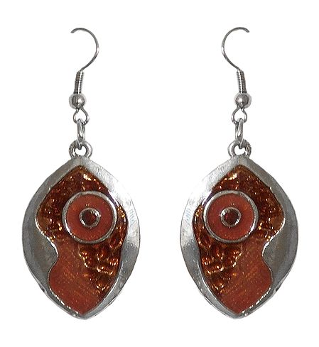 Brown Laquered Dangle Metal Earrings