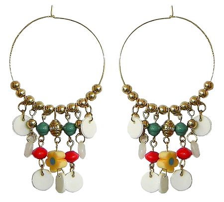 Hoop Earrings with Multicolor Beads
