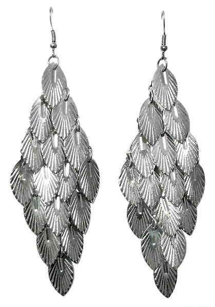 Pair of Cluster Metal Leaf Earrings