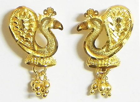 Gold Plated Peacock Earrings