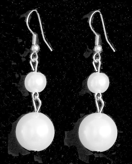 Drop Earrings with White Bead