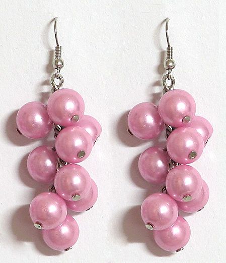 Pink Bead Cluster Earrings