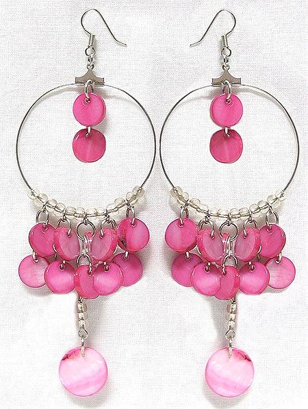 Pink Chandelier Hoop Earrings