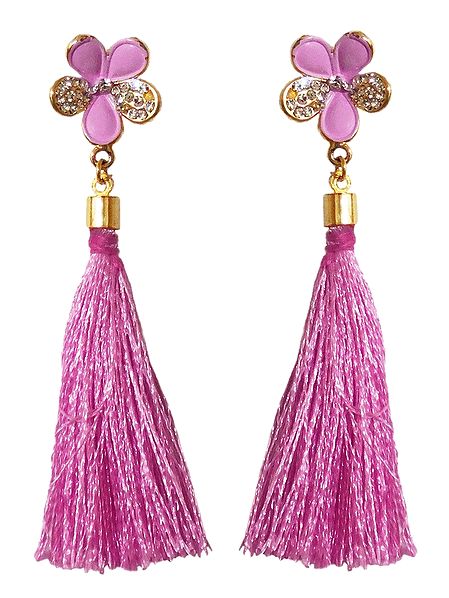 Pink Silk Thread Earrings