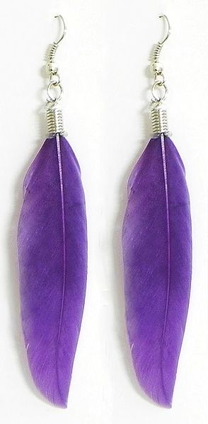 Purple Feather Earrings