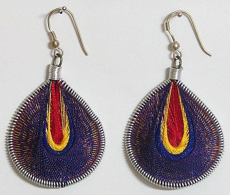 Purple, Red and Yellow Thread Earrings