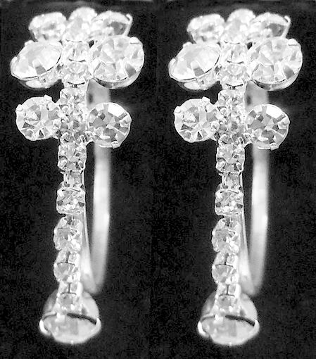 Pair of White stone Studded Ring Earring
