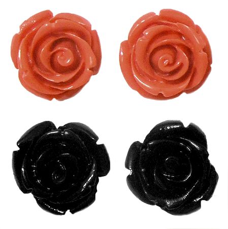 2 Pairs of Saffron and Black Rose Earrings