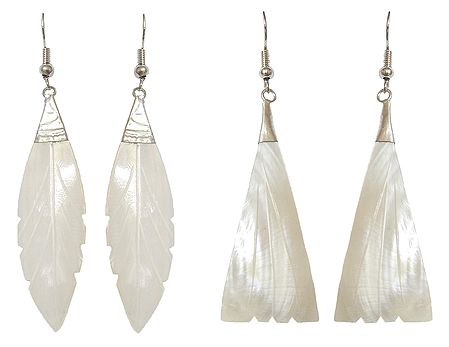 2 Pairs of Leaf Shell Earrings