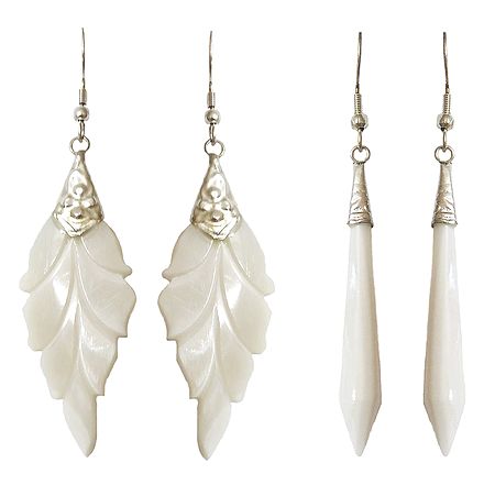 2 Pairs of Shell Leaf and Drop Earrings