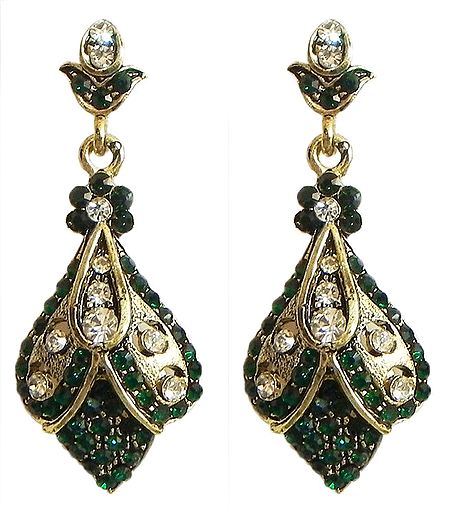 Faux Emerald and Cubic Zirconia Dangle Earrings