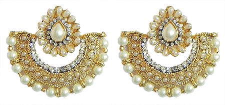 Faux Pearl and Zirconia Studded Ramlila Earrings