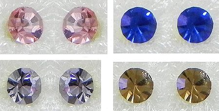 Four Pairs of Multicolor Small Stone Setting Stud Earrings