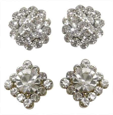 Set of Two Stone Studded Stud Earrings