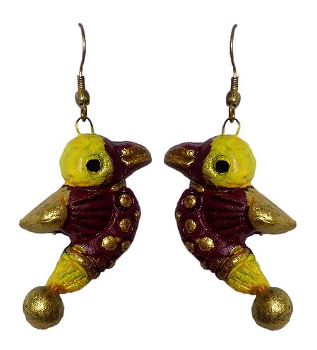Hand Painted Terracotta Bird Earrings