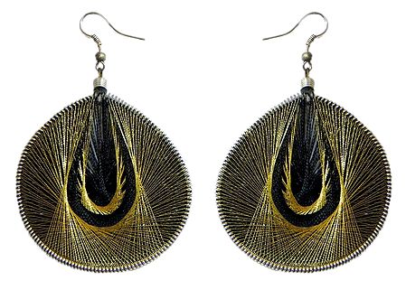 Golden with Black Thread Earrings