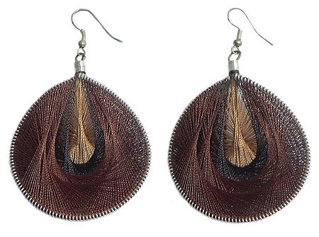 Dark and Light Brown with Black Thread Earrings