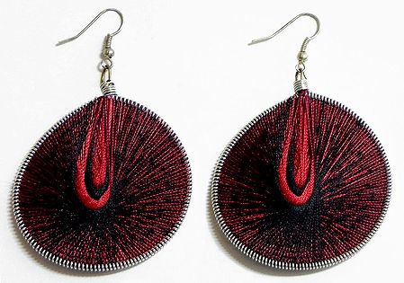 Dark Red and Black with Saffron Thread Earrings