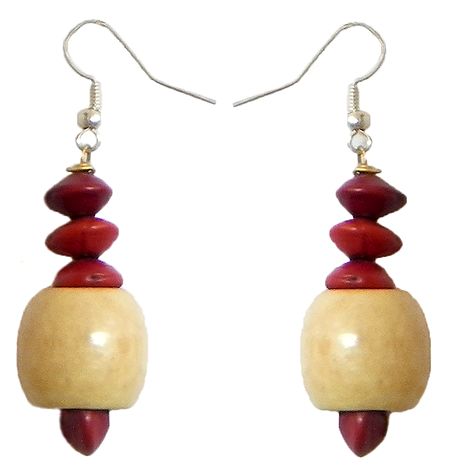 Wood and Natural Seed Earrings