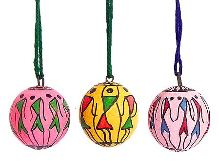 Set of 3 Hanging Betel Nut with Folk Painting