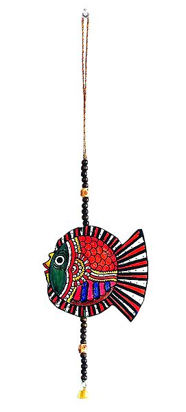 Hand Painted Hanging Fish with Beads - Perforated Leather Crafts