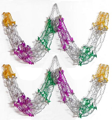 Set of Two Decorative Multicolor Foil Paper Streamer
