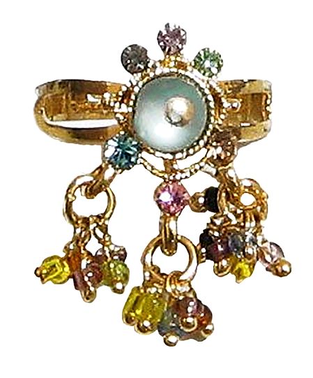 Multicolor Stone and Beaded Adjustable Ring