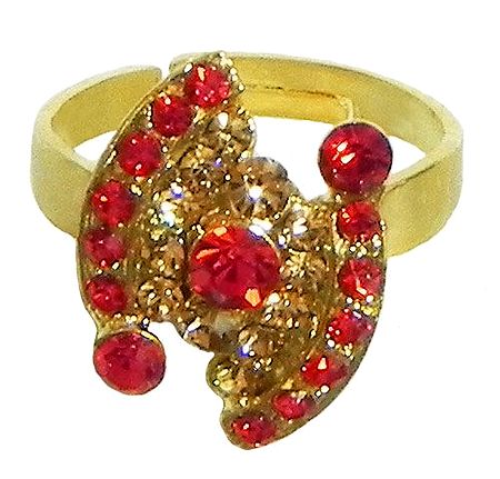 Red and Brown Stone Studded Adjustable Ring