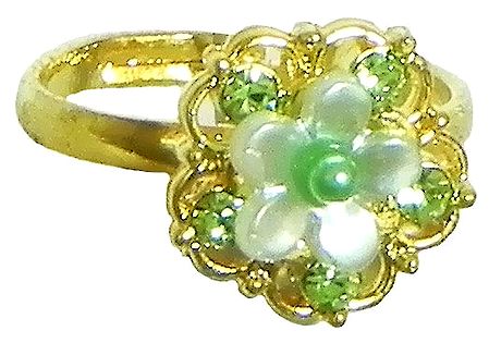 Light Green Stone Studded Adjustable Ring