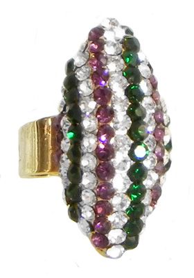 Faux Amethyst, Emerald and Zirconia Adjustable Ring