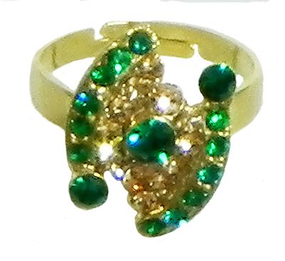 Green and Brown Stone Studded Adjustable Ring