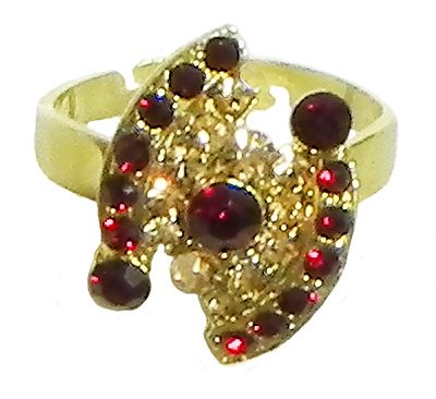 Maroon and Brown Stone Studded Adjustable Ring
