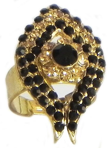 Faux Onyx and Citrine Fish Ring
