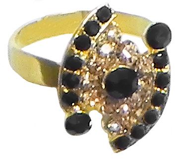 Black and Brown Stone Studded Adjustable Ring
