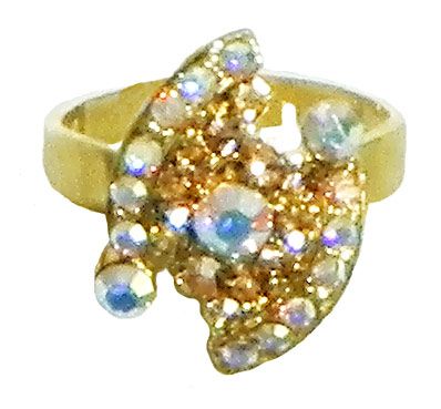 White and Brown Stone Studded Adjustable Ring